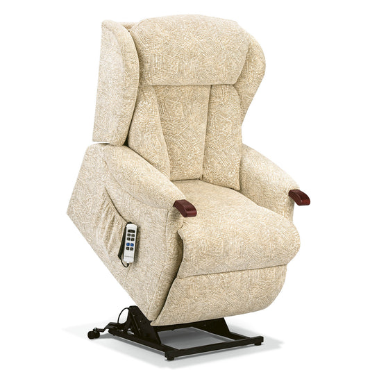 Sherborne Cartmel Knuckle Single Motor Fabric Riser Recliner Armchair With Lumbar & Headrest Adjustment Option VAT FREE
