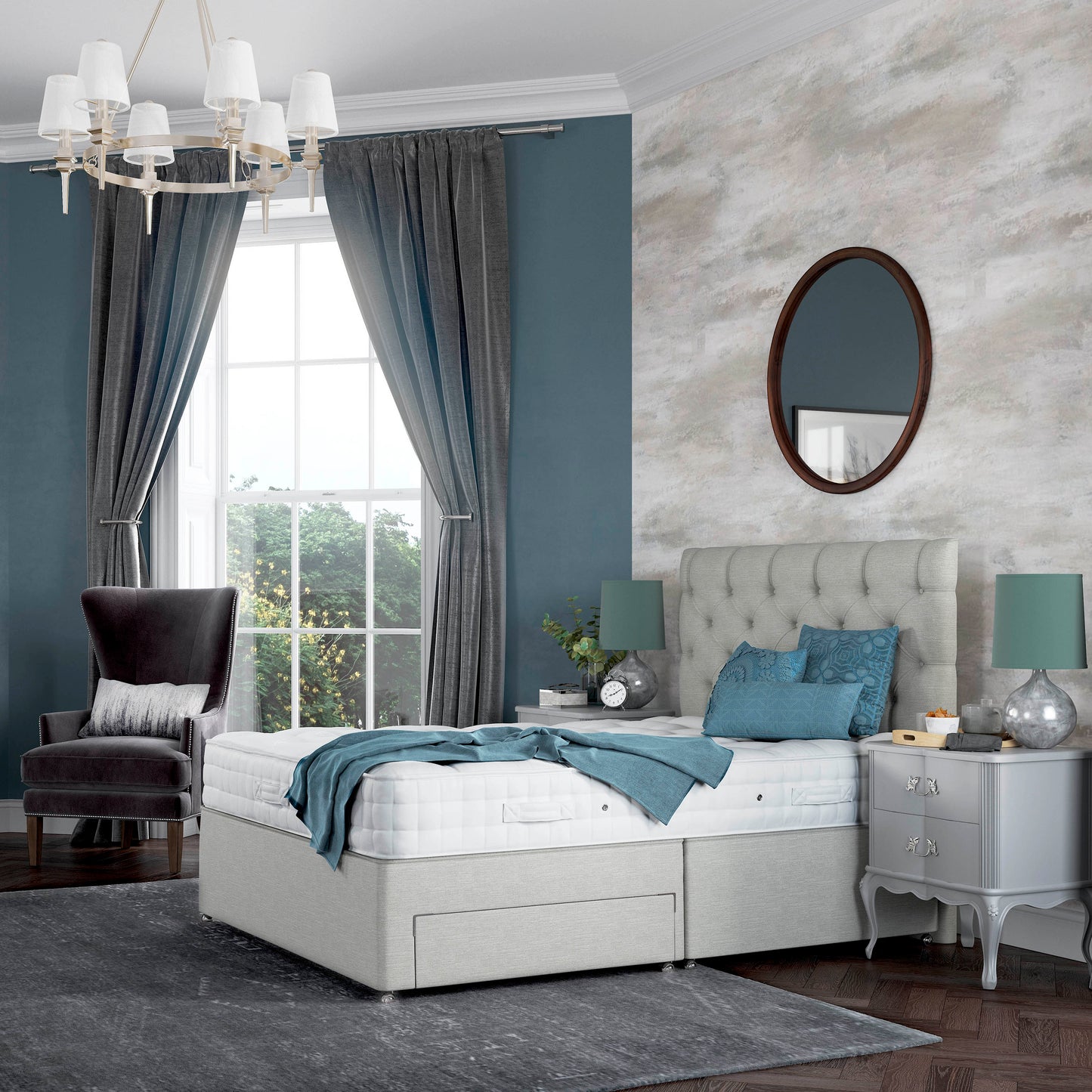 Relyon Braemar 1400 Pocket Sprung Luxurious Hand Made Ottoman Bed Set In Either Softer, Medium Or Firmer