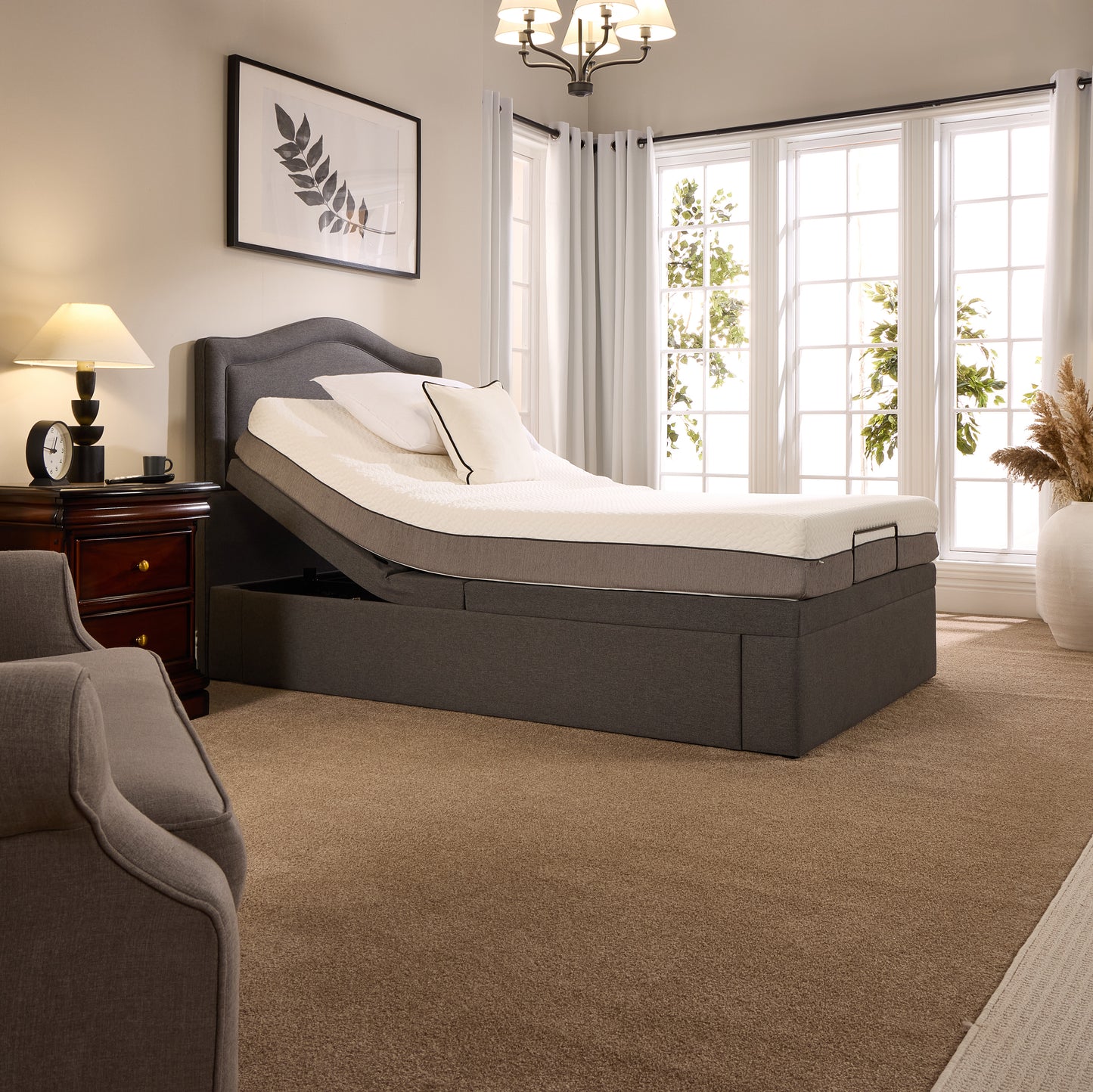 Pearl Motion Divan Adjustable Bed With A Gel 1000 Pocket Sprung Soft Medium Feel Mattress VAT FREE