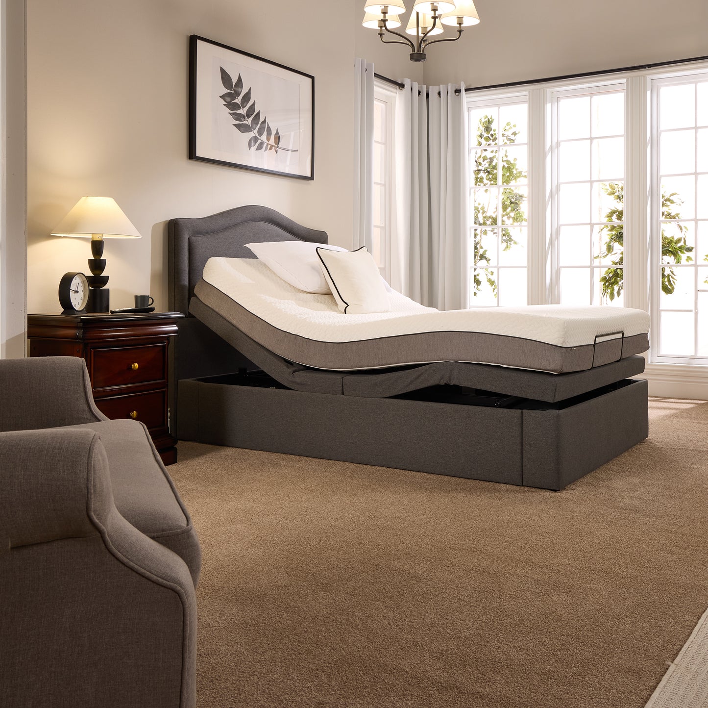 Pearl Motion Divan Adjustable Bed With A Gel 1000 Pocket Sprung Soft Medium Feel Mattress VAT FREE