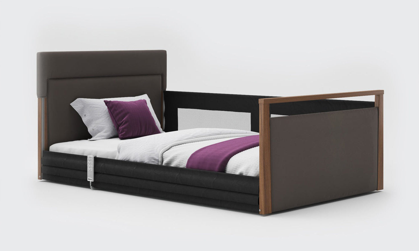 Solo Safeside Upholstered Profiling High Low Floor Bed Home Care Adjustable Bed With A Choice Of Mattresses VAT FREE
