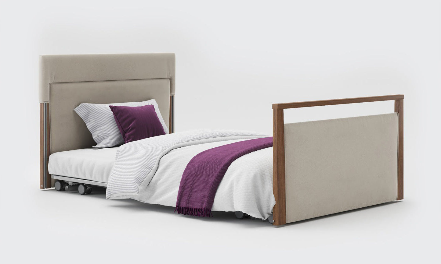 Solo Safeside Upholstered Profiling High Low Floor Bed Home Care Adjustable Bed With A Choice Of Mattresses VAT FREE