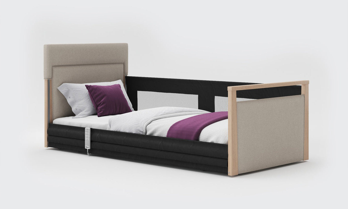 Solo Safeside Upholstered Profiling High Low Floor Bed Home Care Adjustable Bed With A Choice Of Mattresses VAT FREE