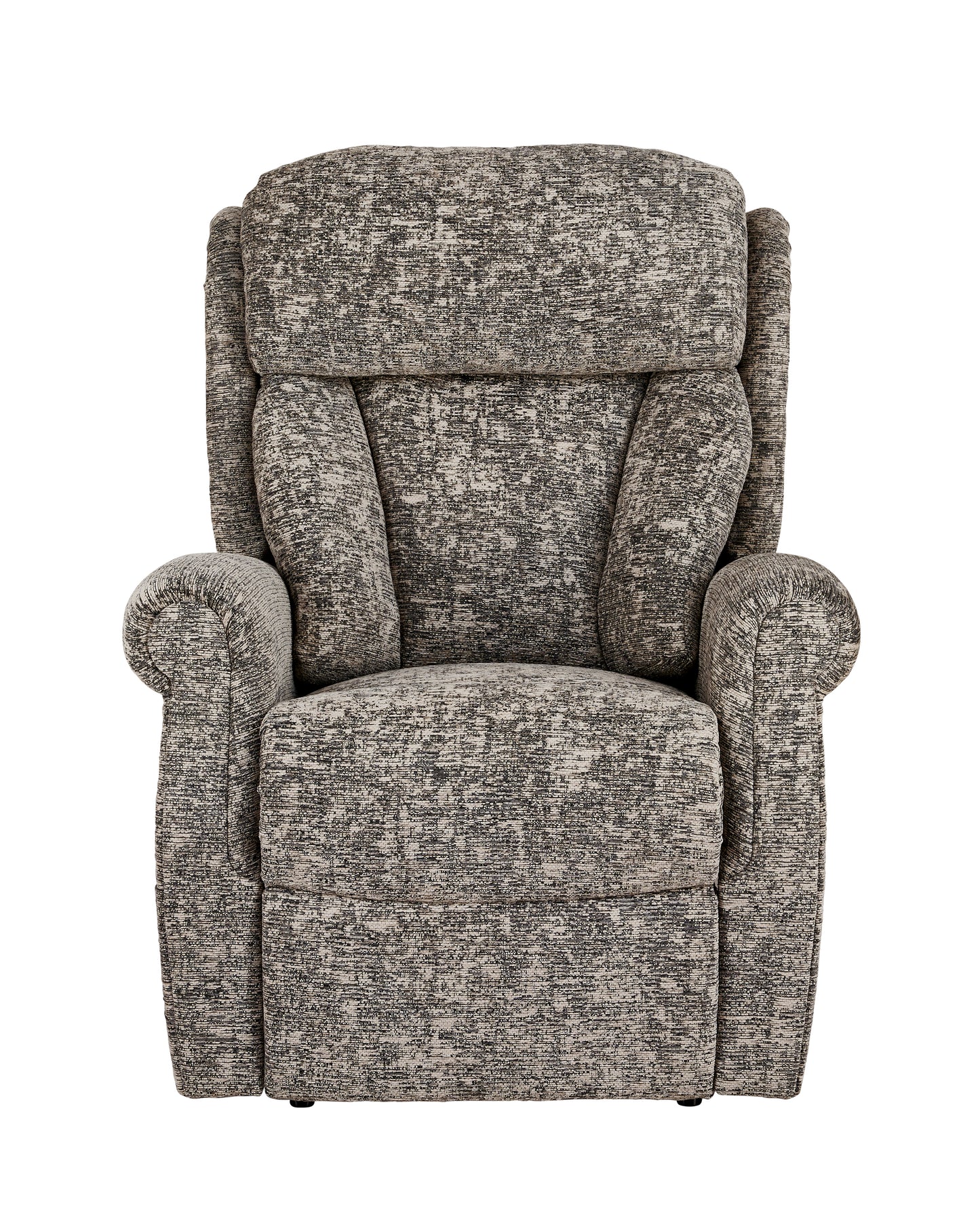 Gray textured recliner chair on a white background