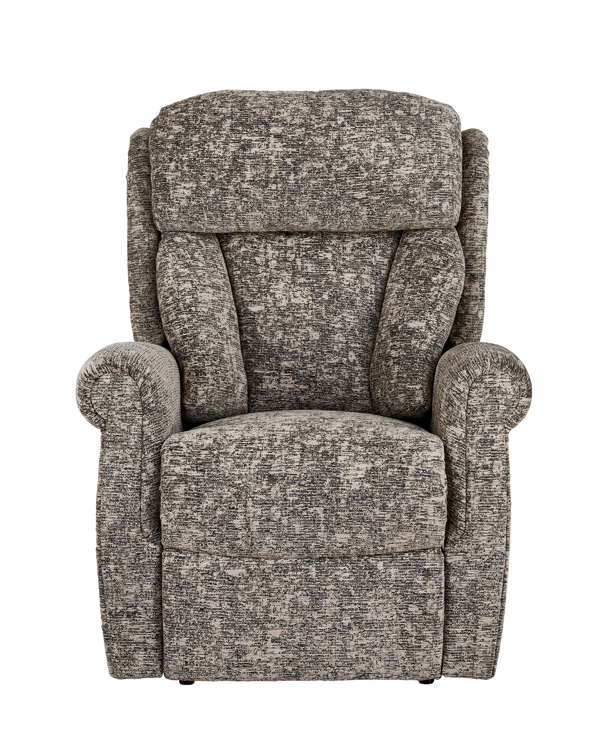 Gray textured recliner chair on a white background