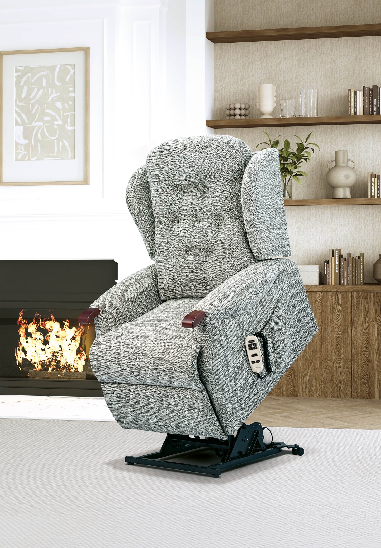 Sherborne Chester Knuckle Dual Motor Fabric Riser Recliner Armchair With Lumbar & Headrest Adjustment Option VAT FREE