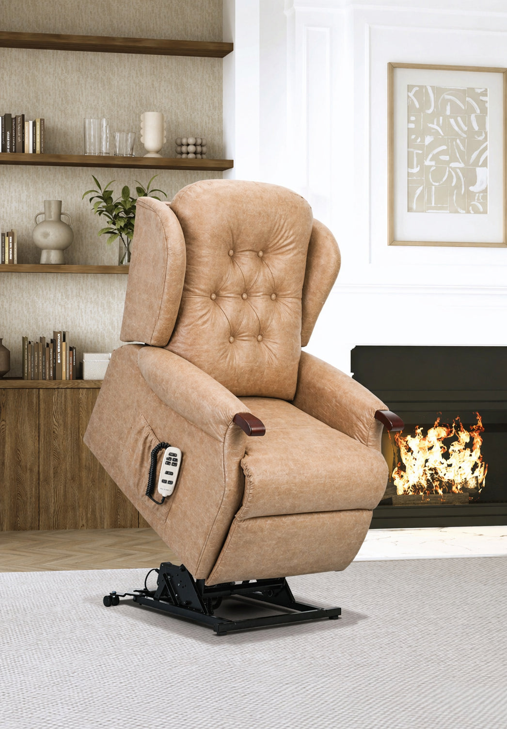 Sherborne Chester Knuckle Dual Motor Leather Riser Recliner Armchair With Lumbar & Headrest Adjustment Option VAT FREE