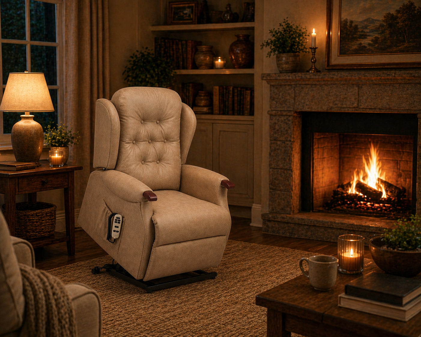Sherborne Chester Knuckle Dual Motor Leather Riser Recliner Armchair With Lumbar & Headrest Adjustment Option VAT FREE